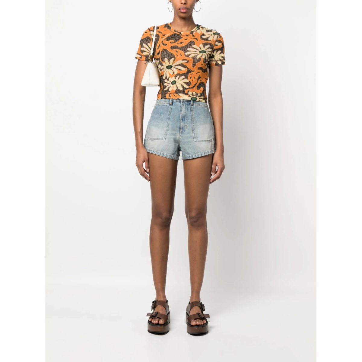 high-waisted denim shorts - Img 2
