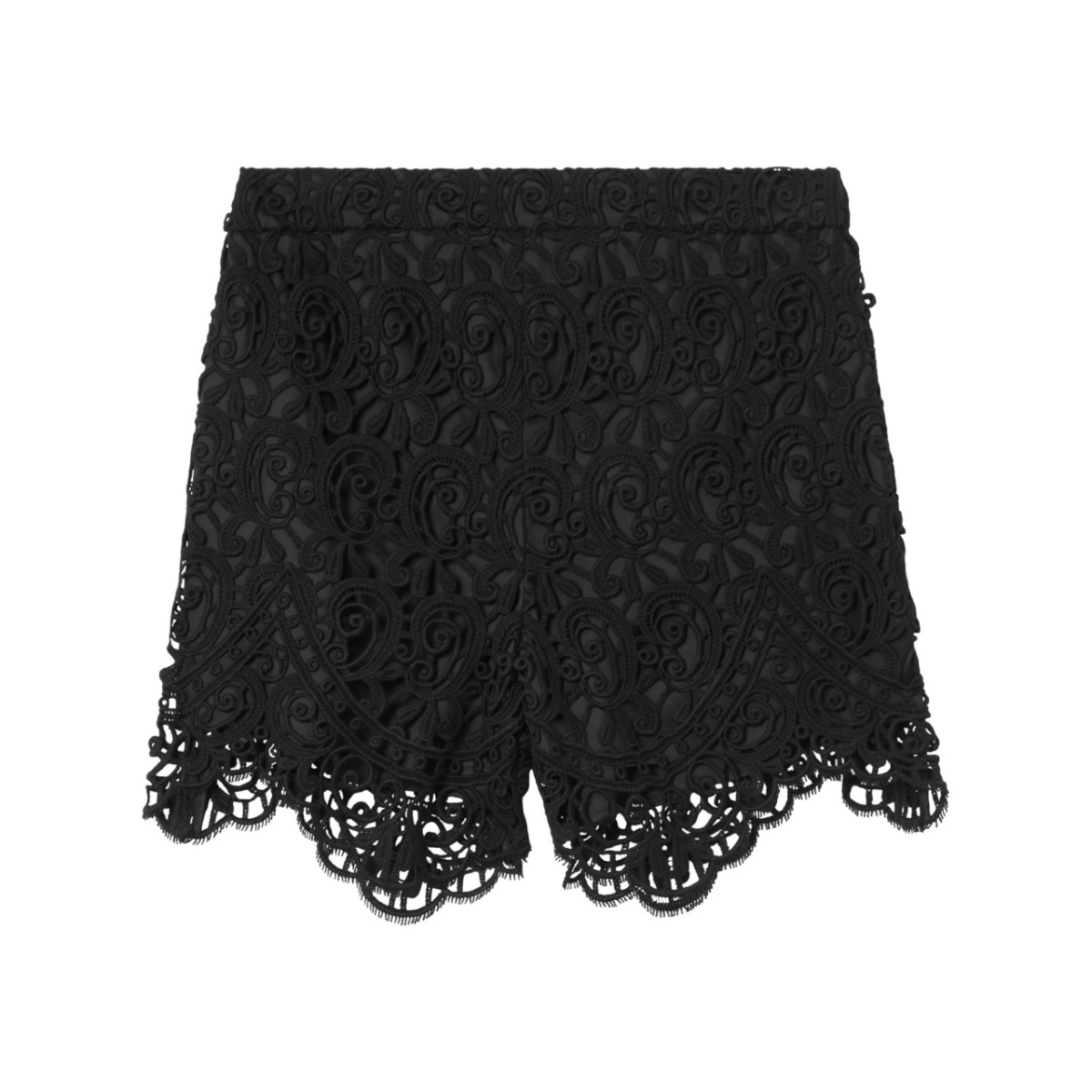 high-waisted macramé lace shorts