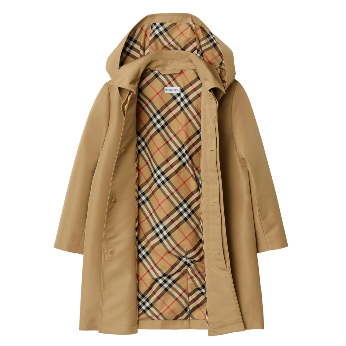 hooded check-lined trench coat - Img 3