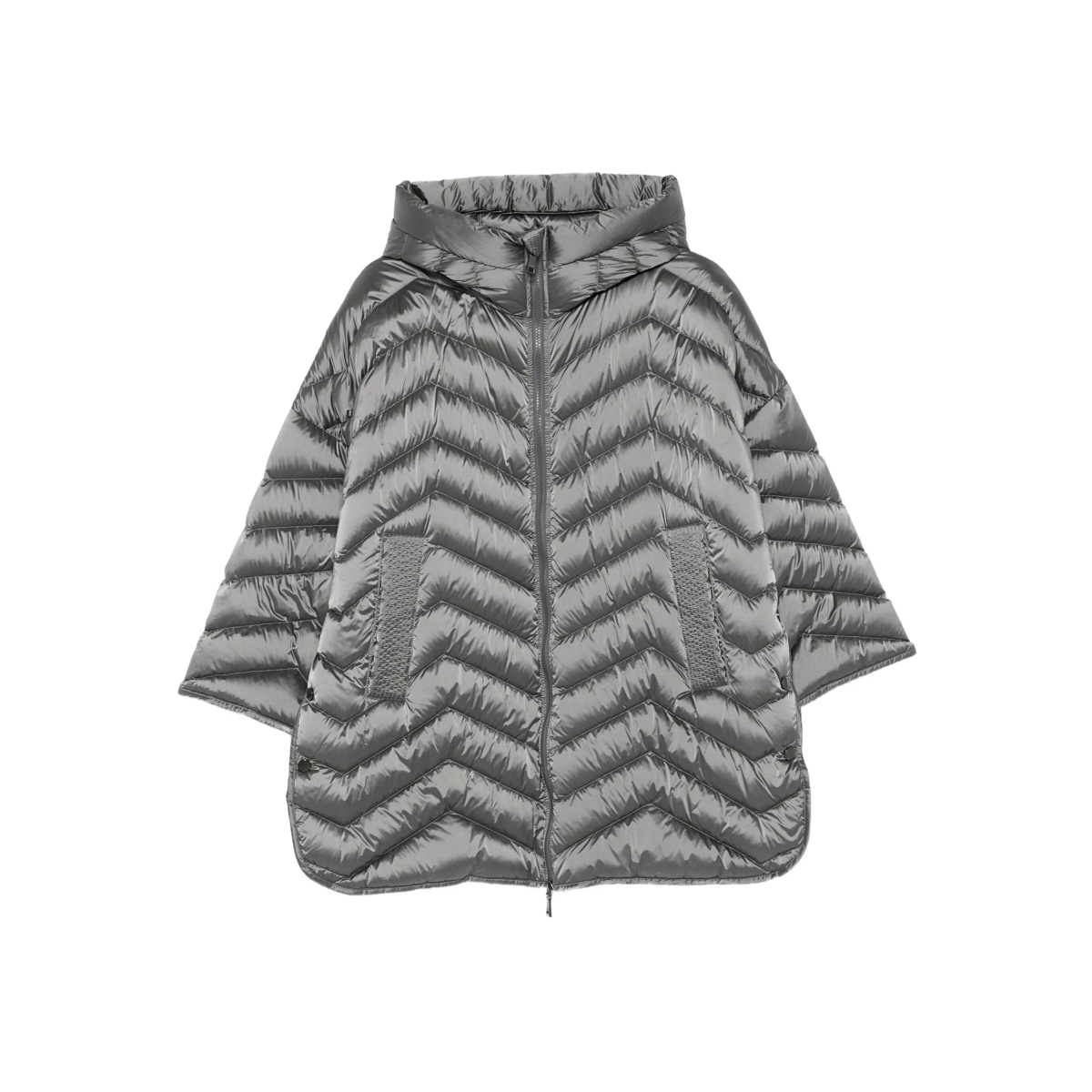 hooded chevron-quilted jacket