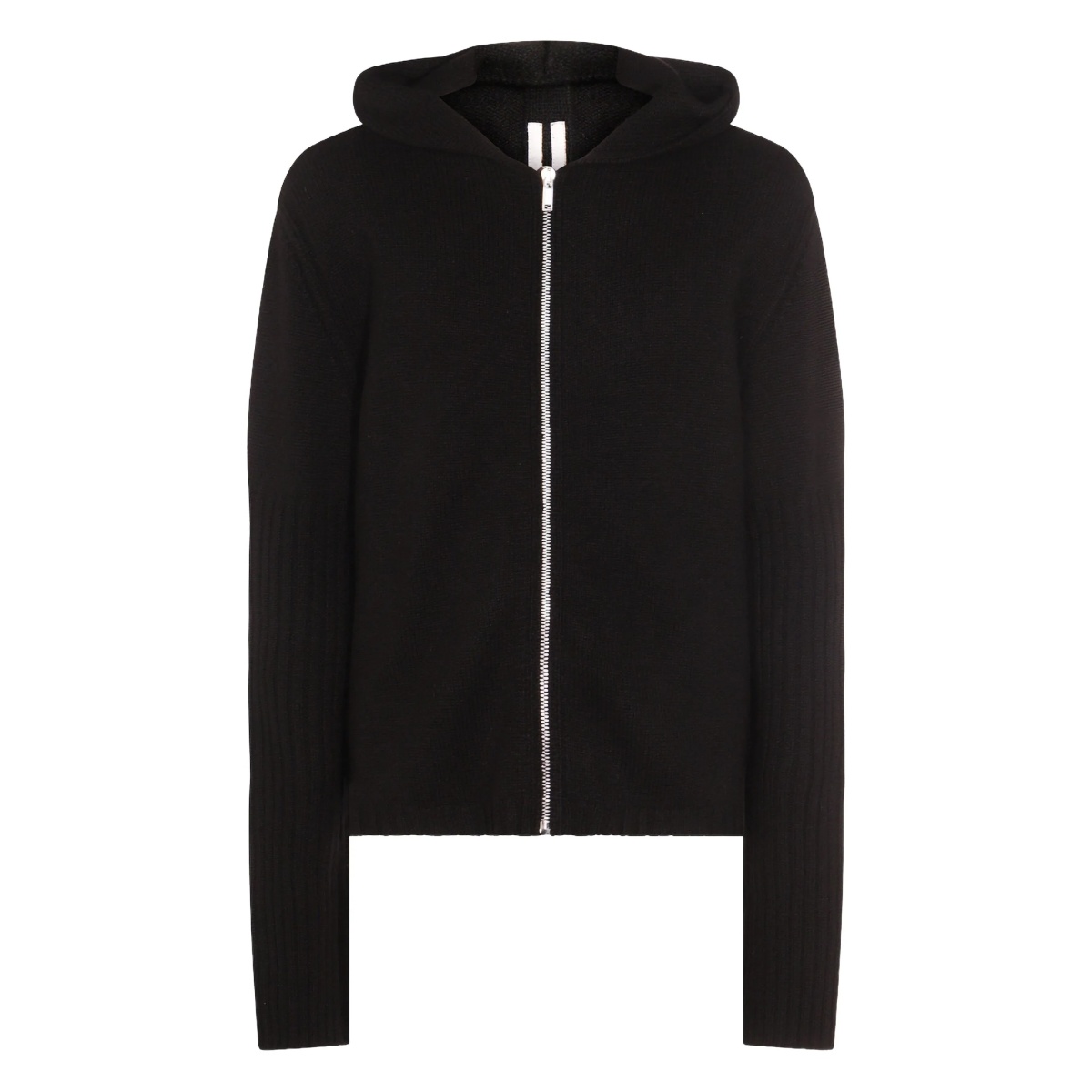 hooded ribbed zip-up hoodie