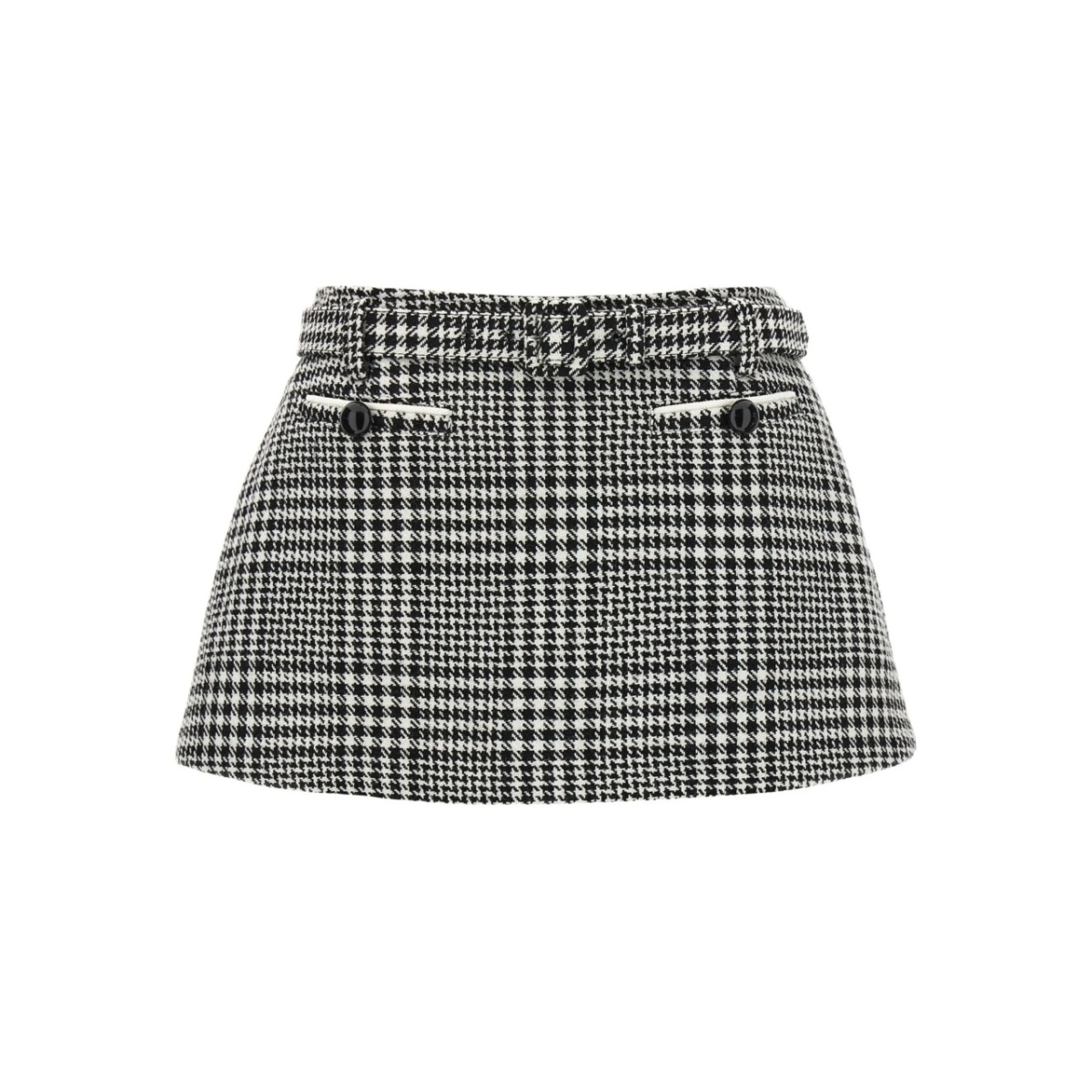houndstooth bouclé wool skort