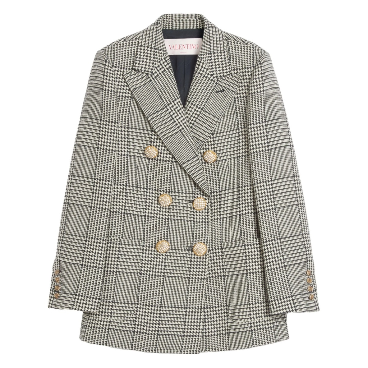 houndstooth-pattern wool blazer