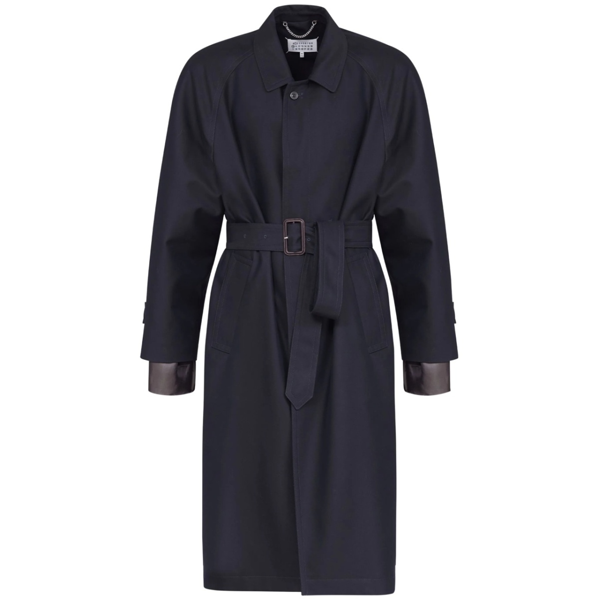 Iridescent belted trench coat