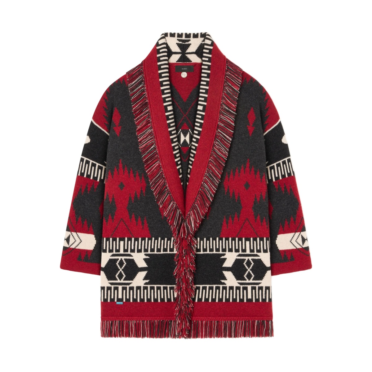 jacquard fringed cardigan