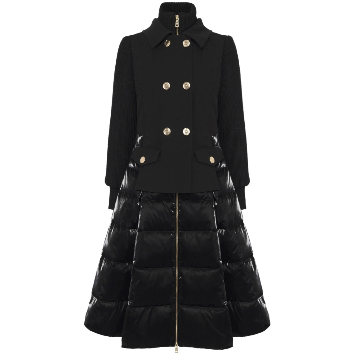 layered A-line padded coat