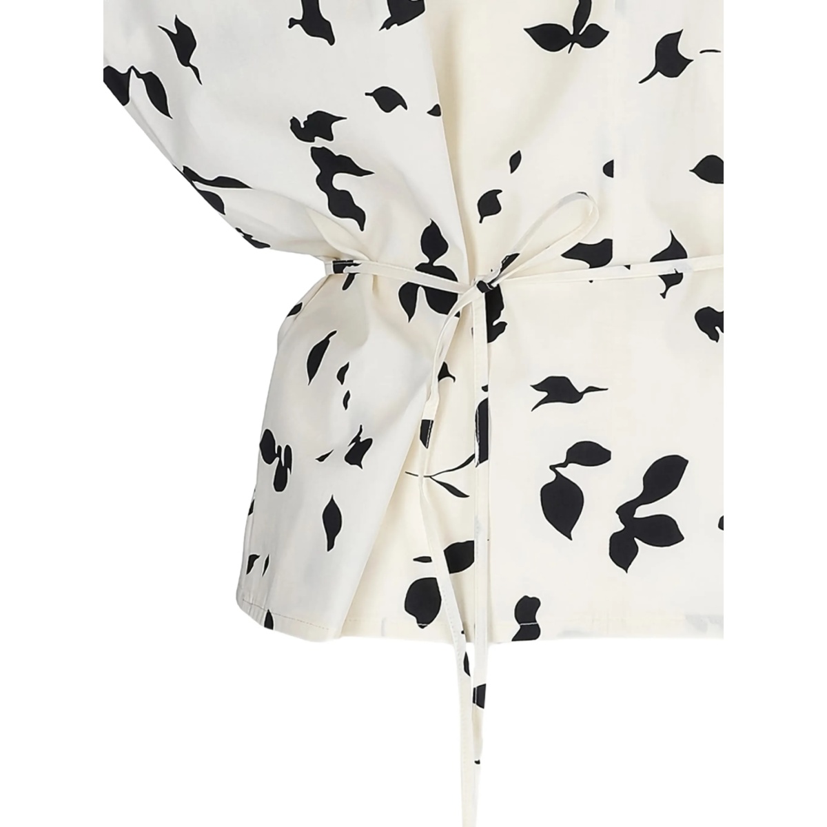 leaf-print tie blouse - Img 2