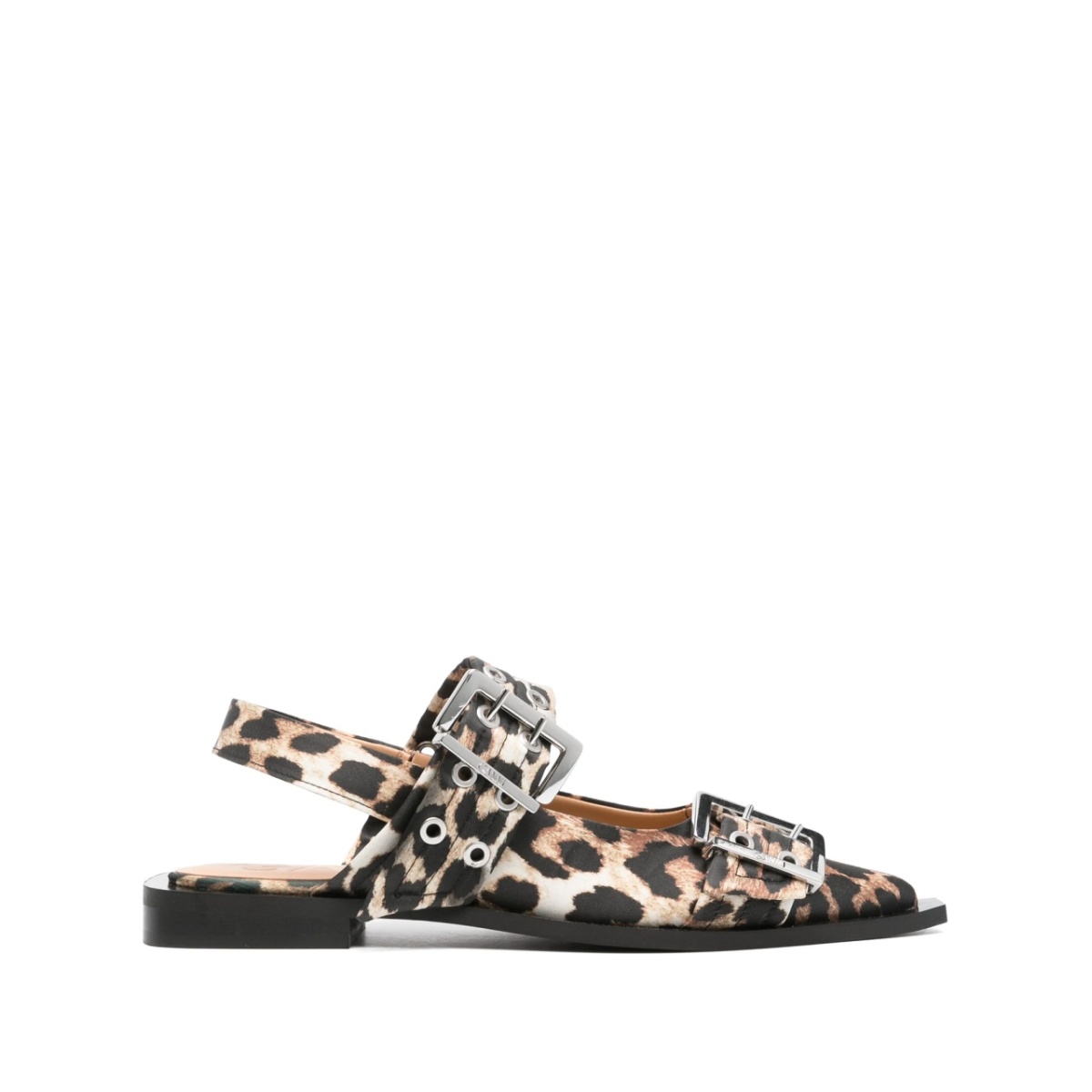 leopard-print satin ballet flats