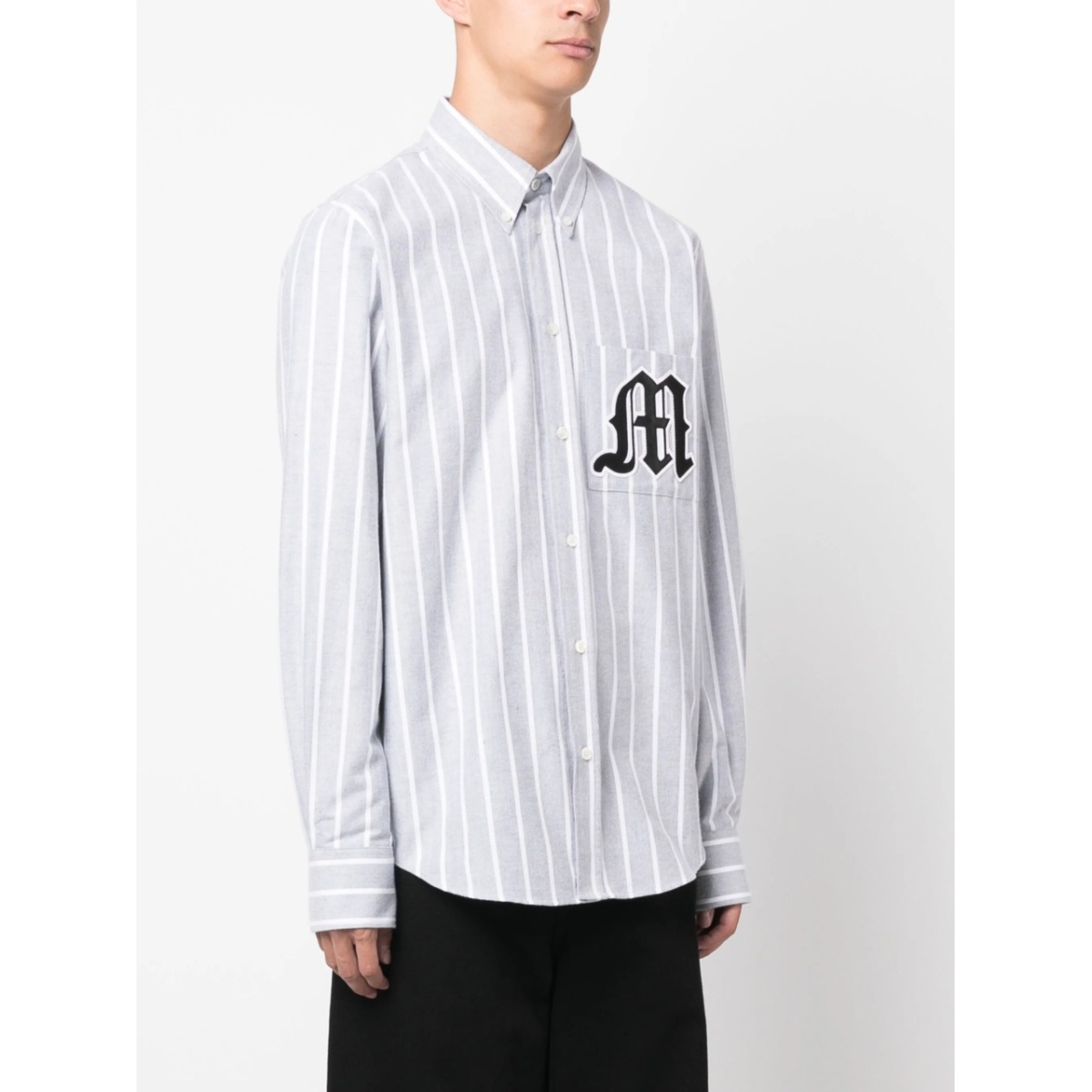 logo-appliqué striped cotton shirt - Img 3