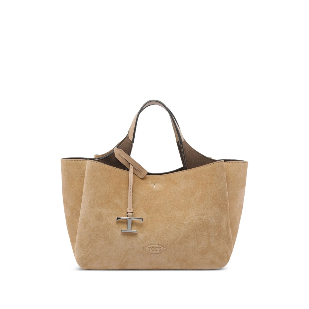 logo-charm suede tote bag