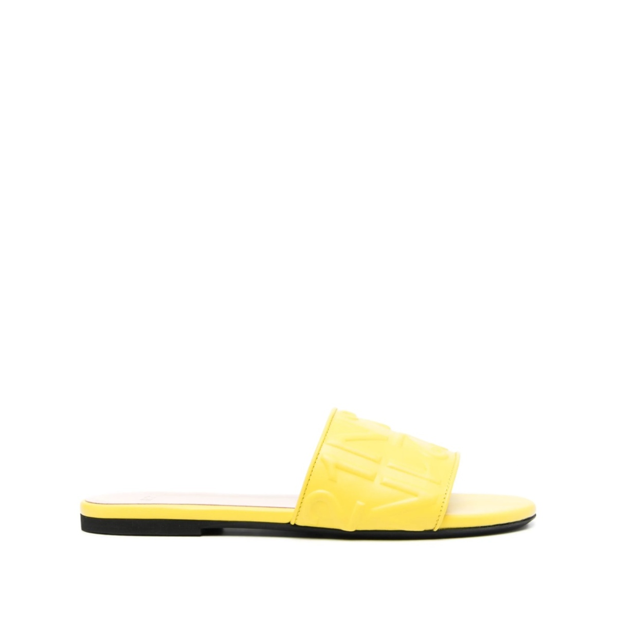logo-embossed leather slides