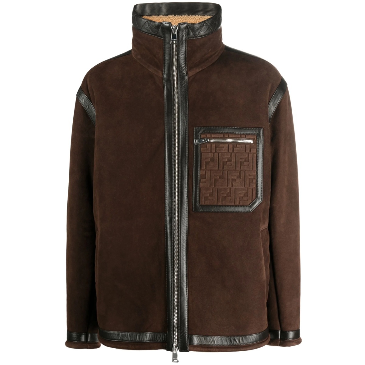 logo-embossed shearling jacket