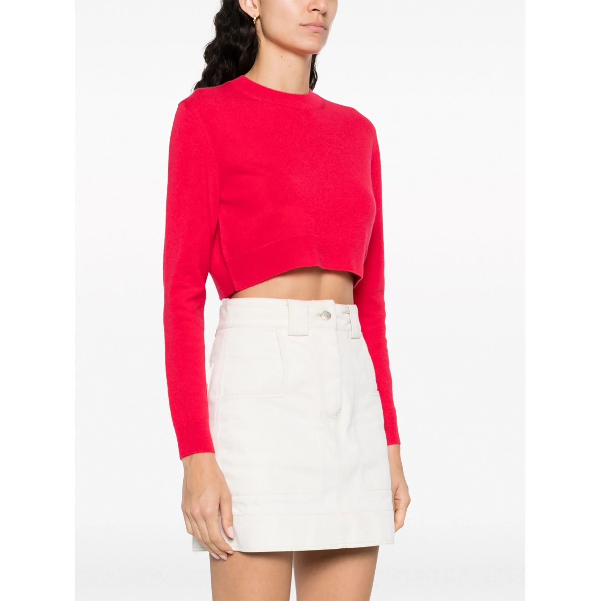 logo-embroidered cropped jumper - Img 3