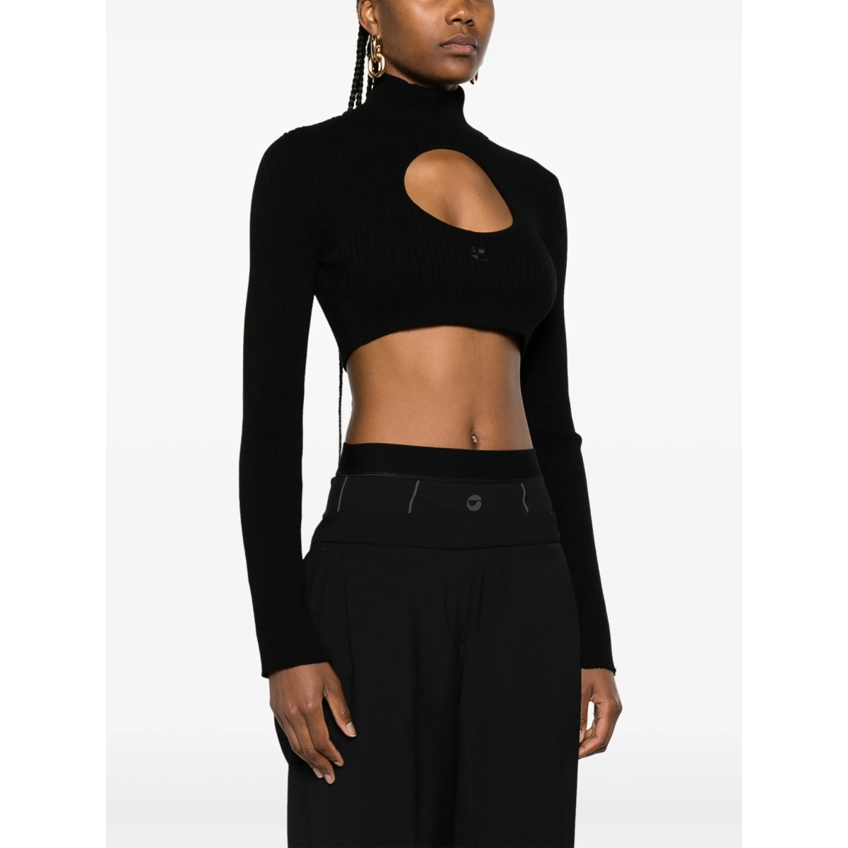 logo-embroidered cut-out jumper - Img 3
