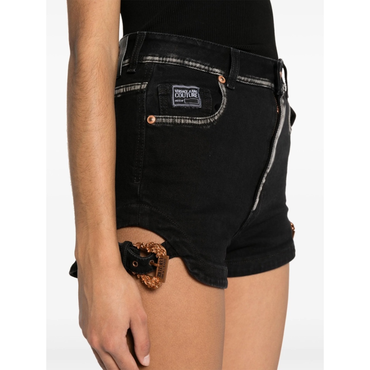 logo-engraved denim shorts - Img 5