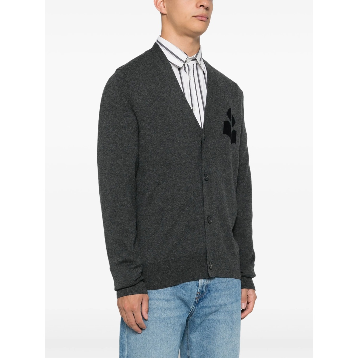 logo-intarsia cardigan - Img 3