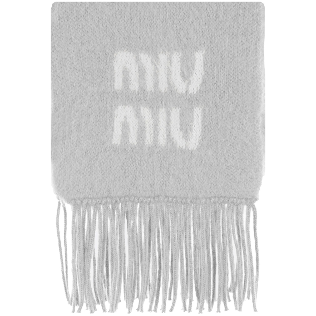 logo-jacquard fringed scarf