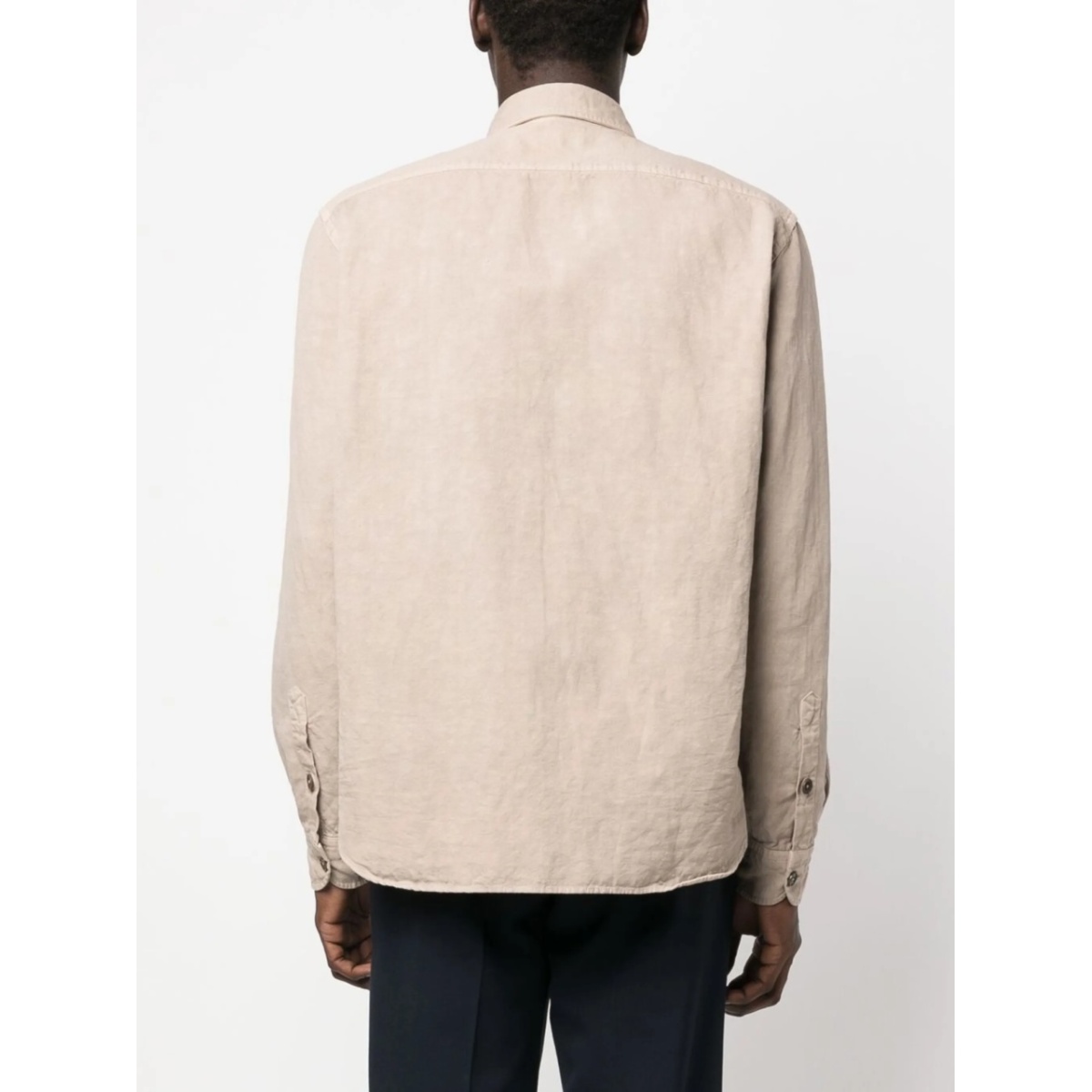 logo-patch button-up shirt - Img 4