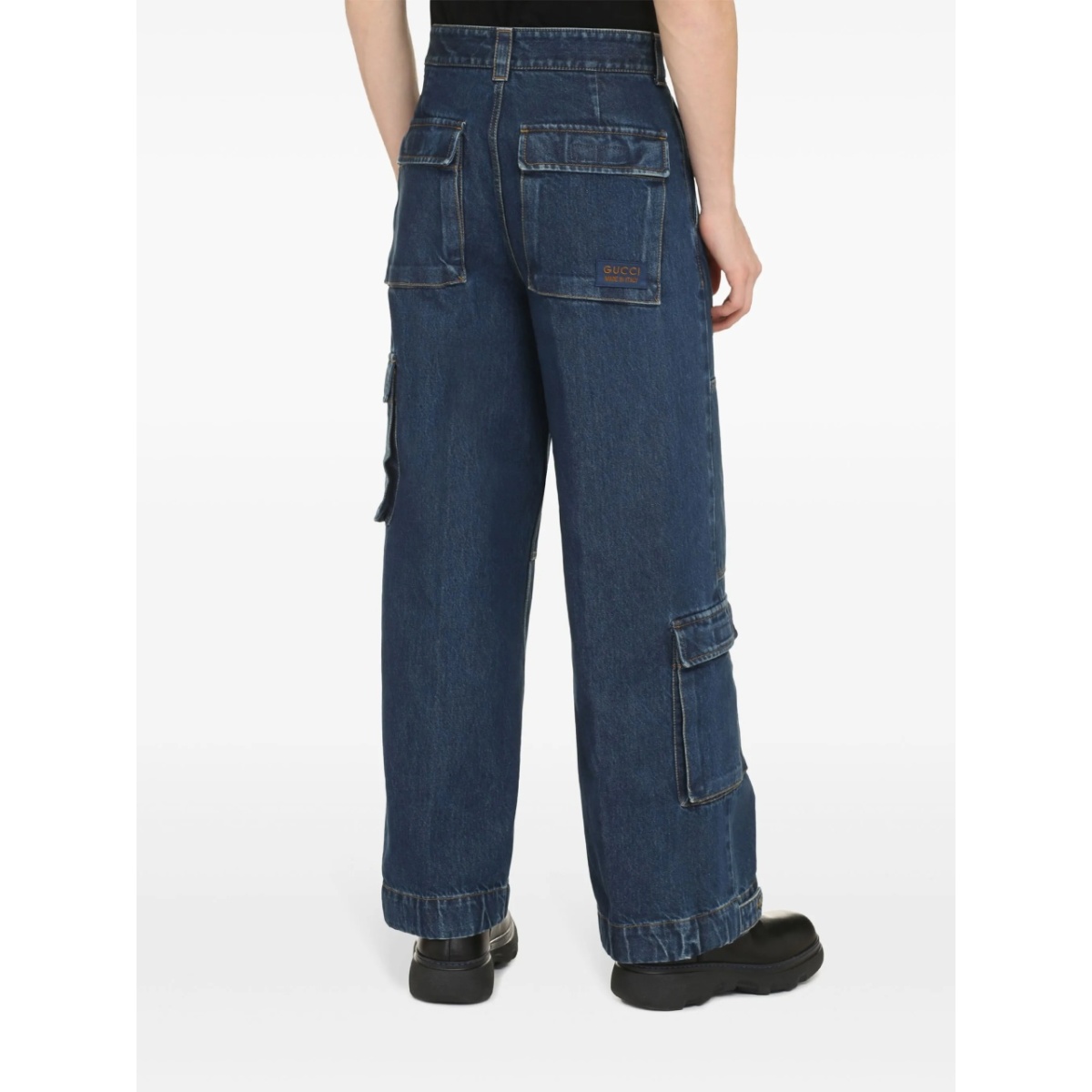logo-patch cotton wide-leg jeans - Img 3