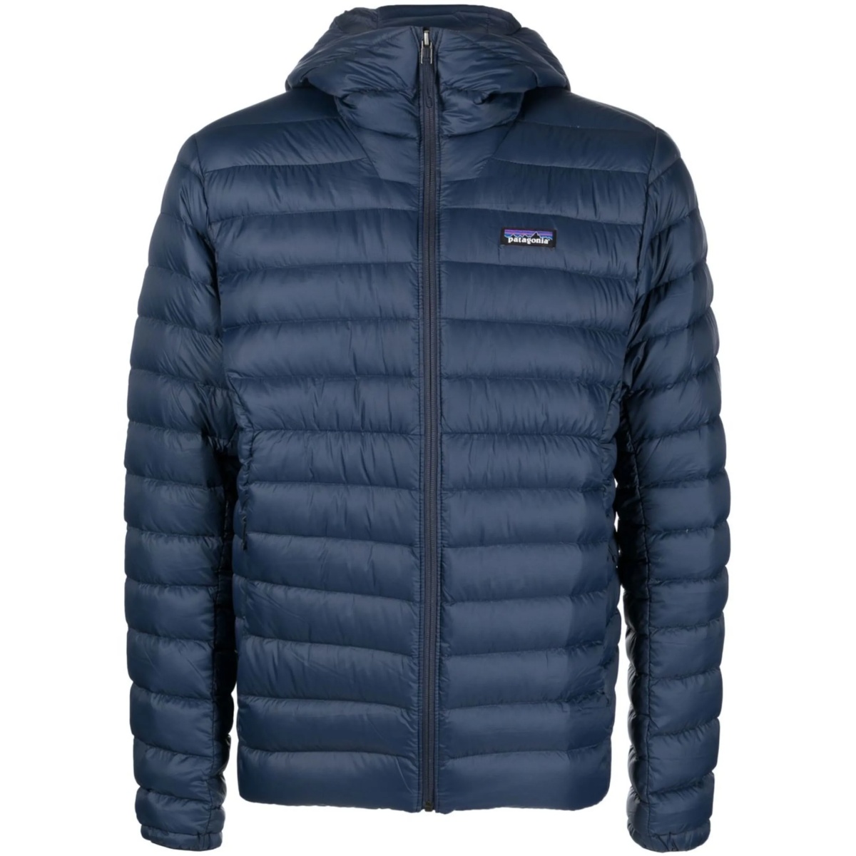 logo-patch hooded down jacket