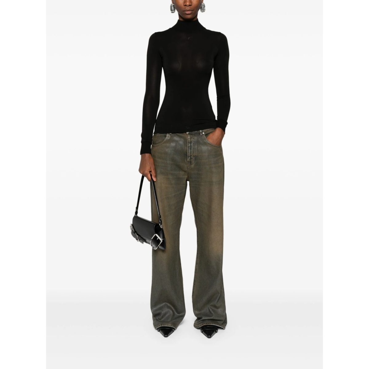 logo-patch roll-neck top - Img 2