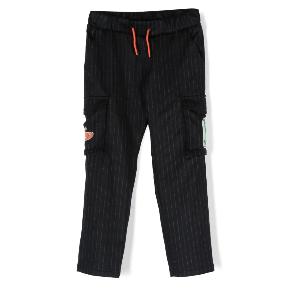 logo-patch striped trousers