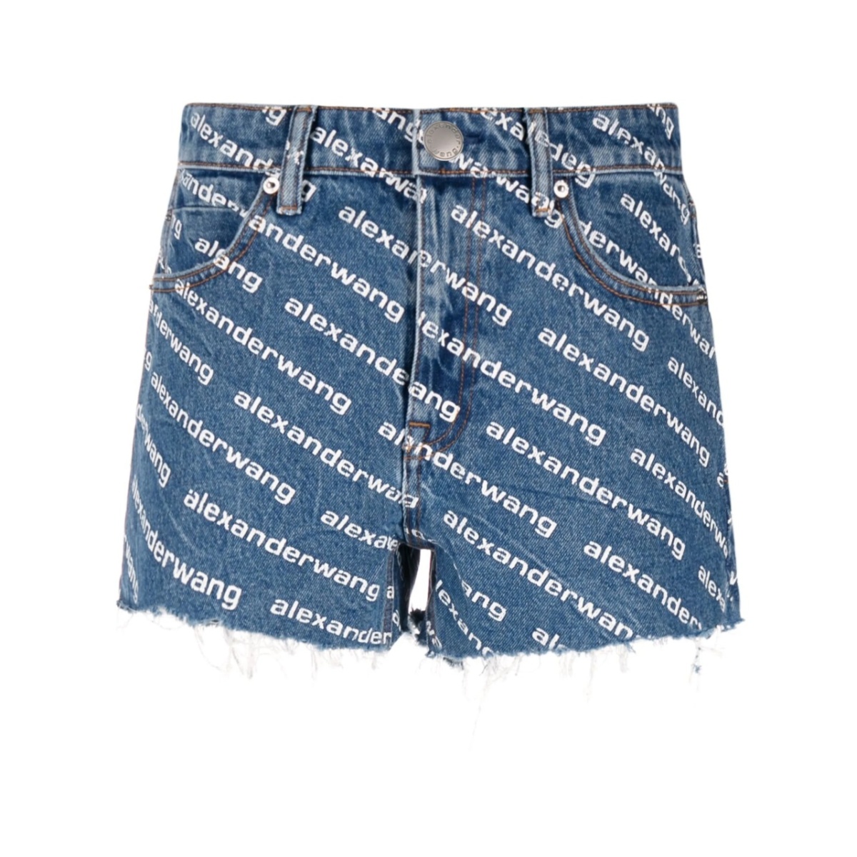 logo-print denim shorts
