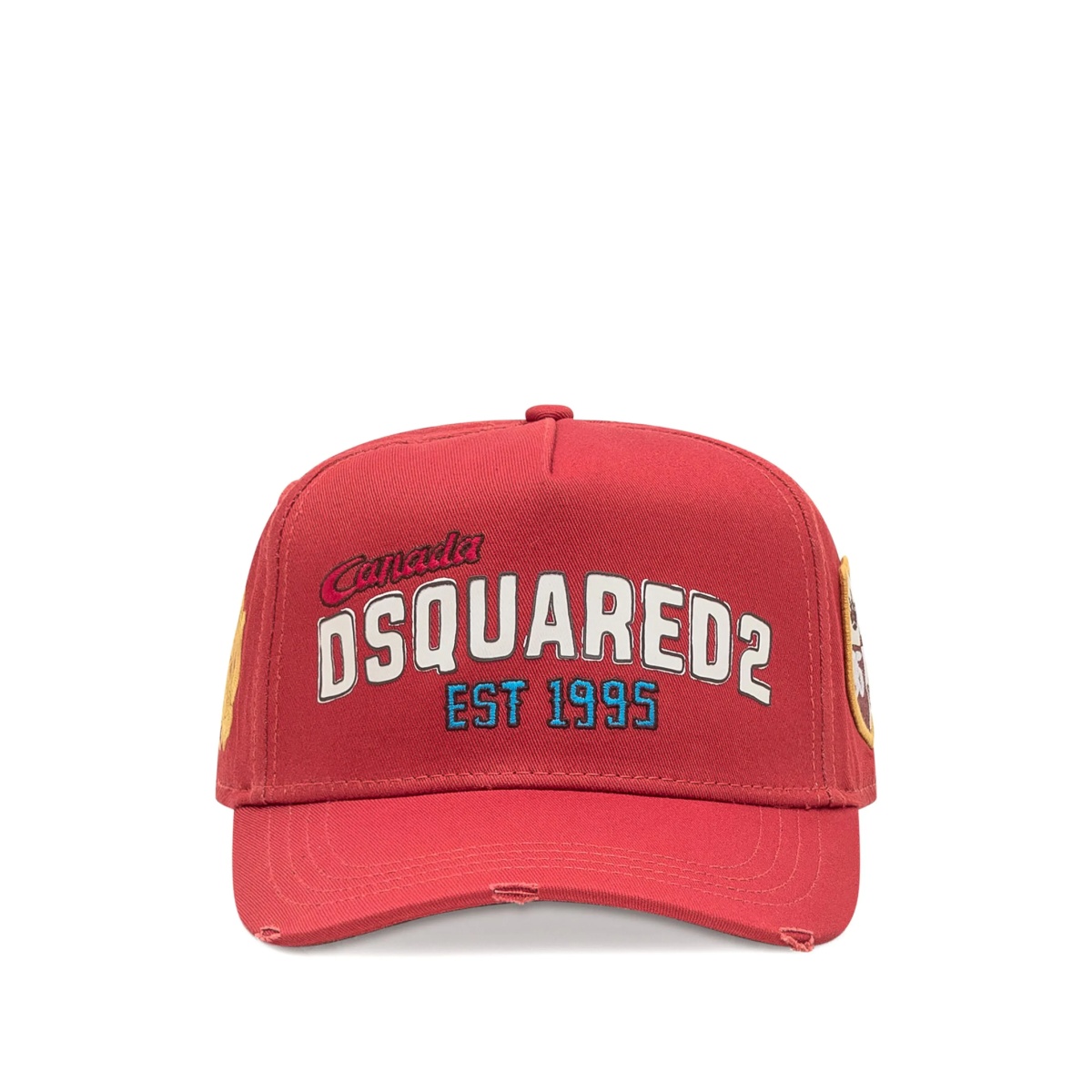 logo-print distressed baseball cap