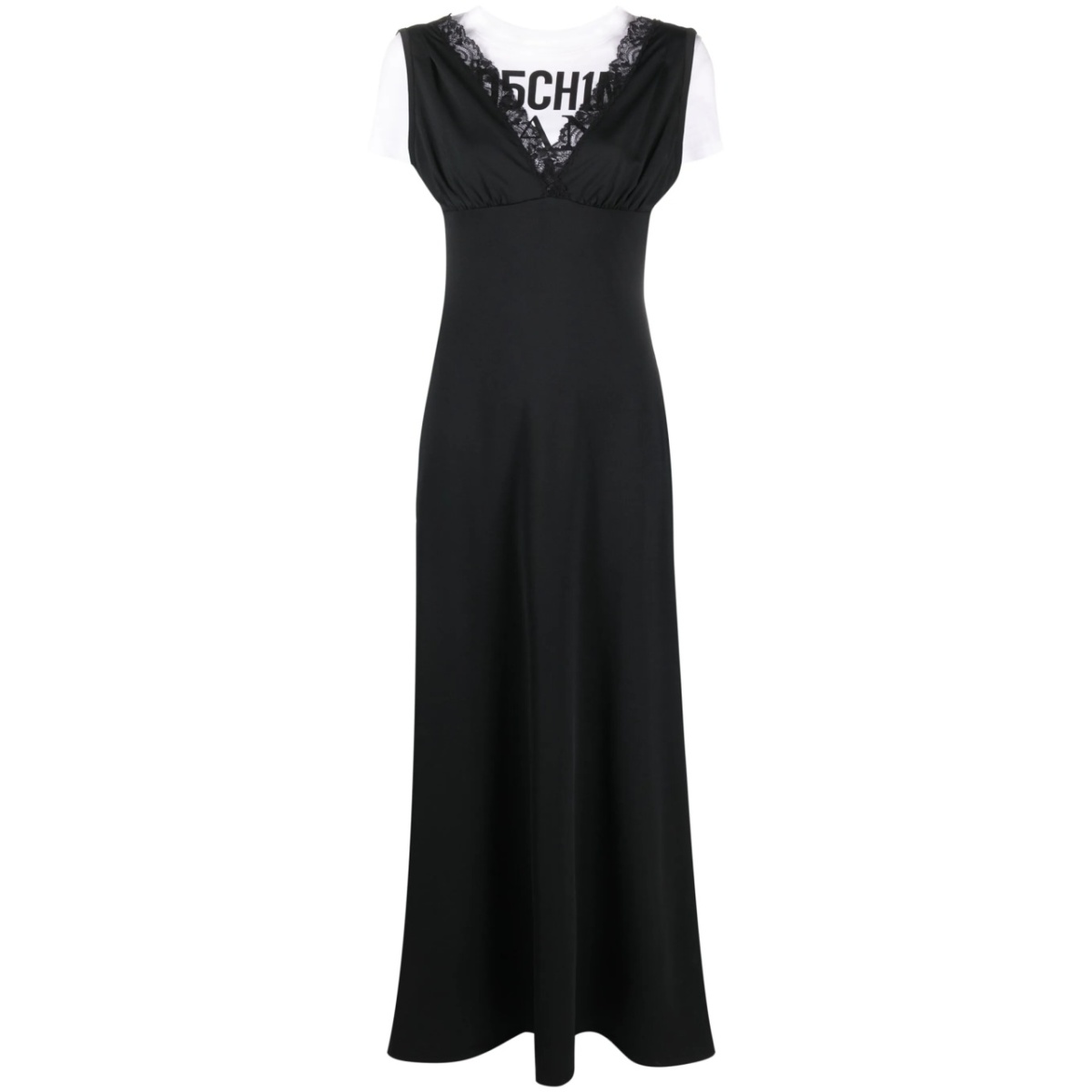 logo-print layered maxi dress