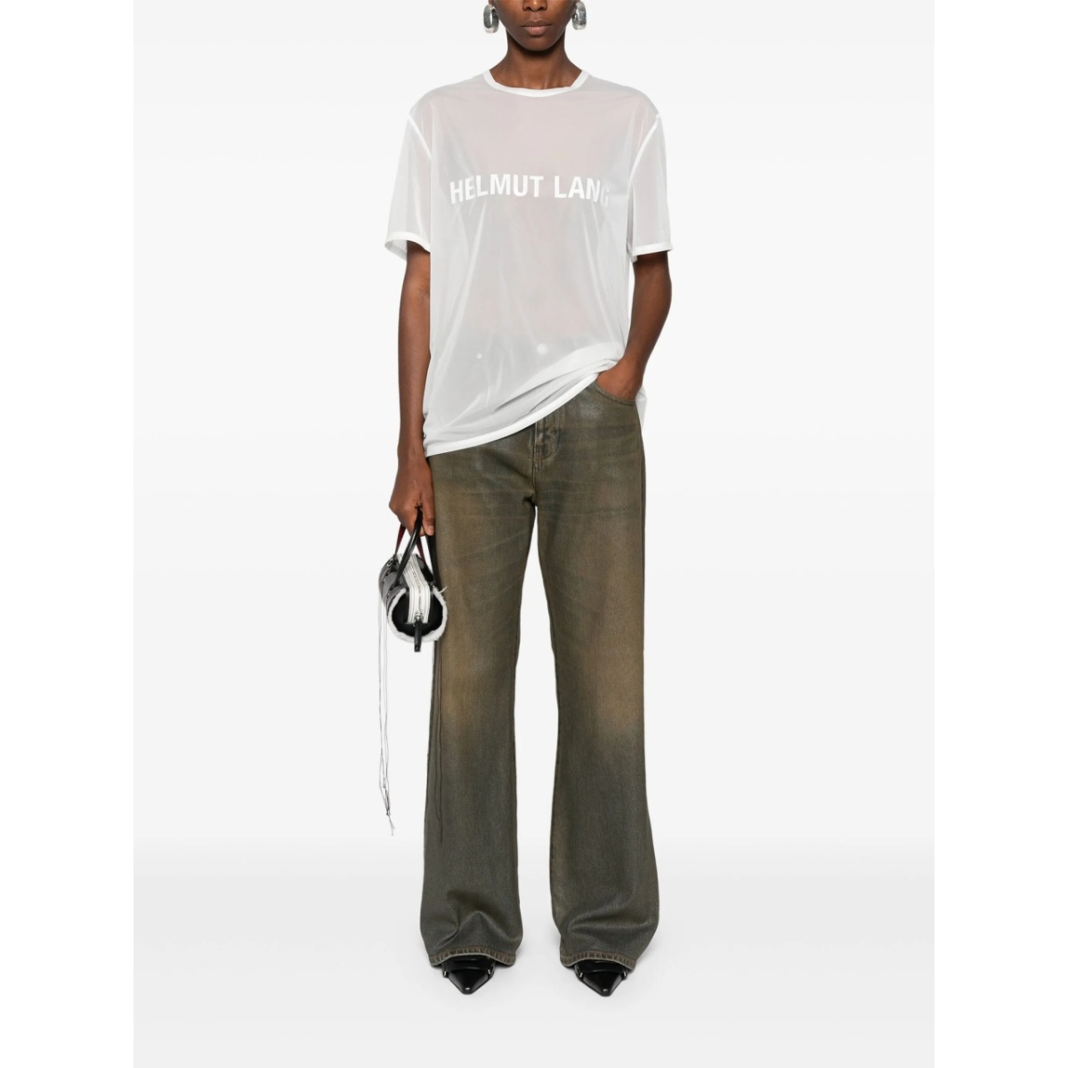 logo-print sheer T-shirt - Img 3