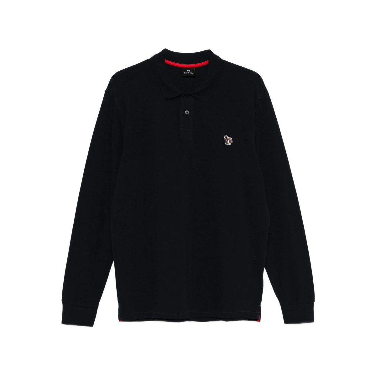 long-sleeve embroidered polo shirt