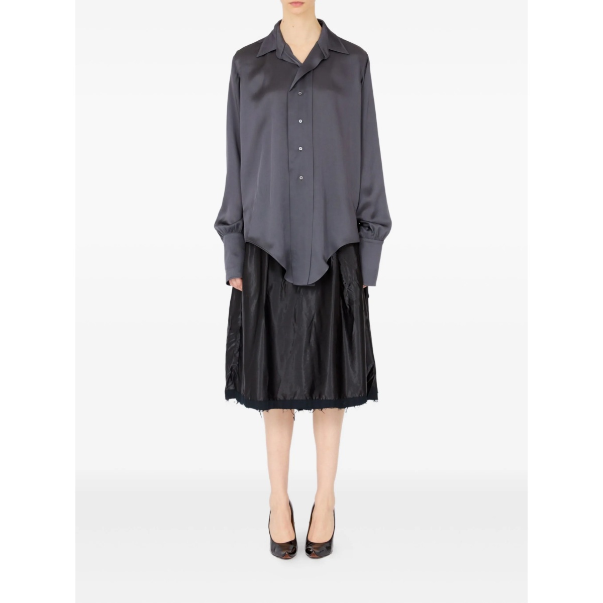 long-sleeved satin shirt - Img 2