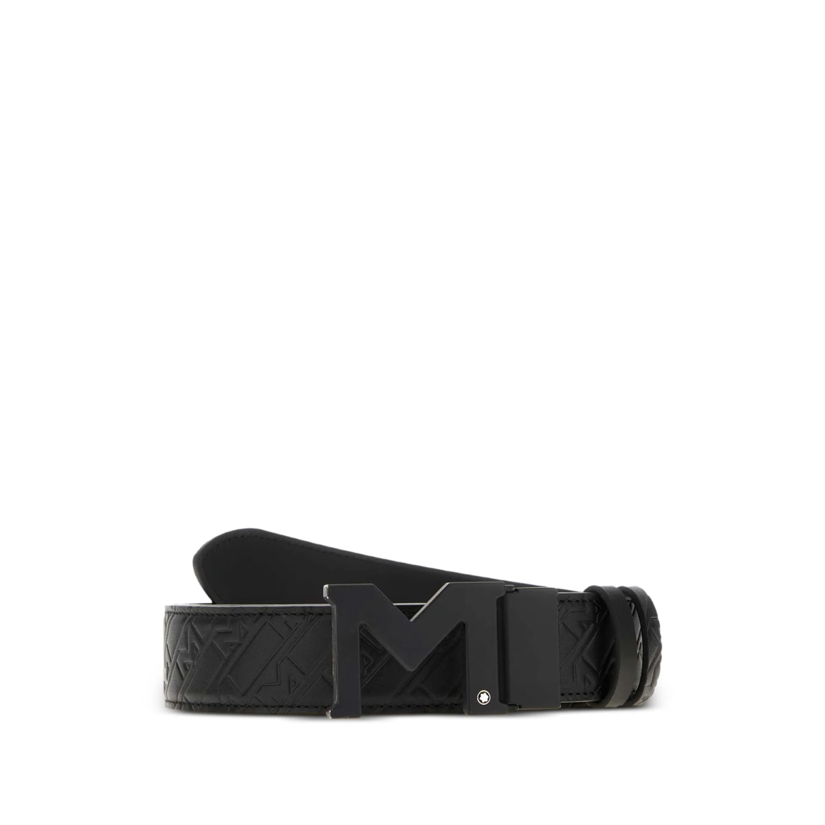 M-embossed leather belt