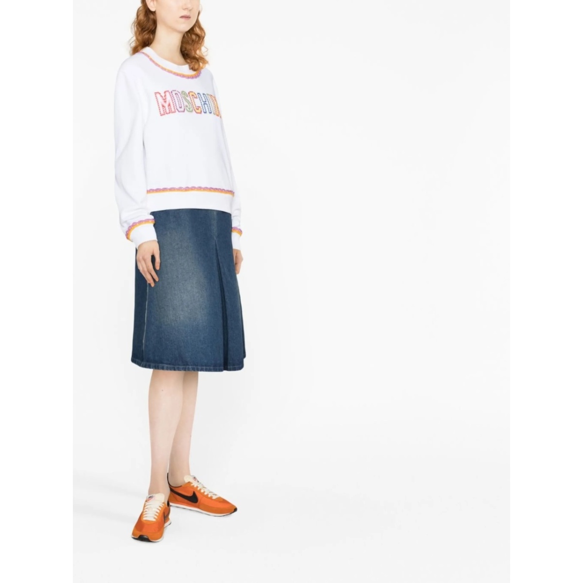 macramé-trim cotton sweatshirt - Img 4