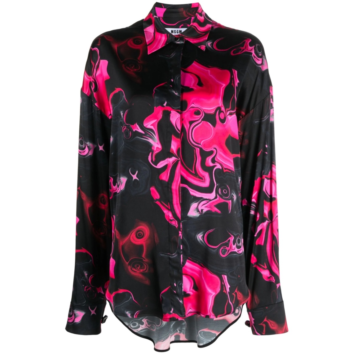 Magma-print satin-finish shirt