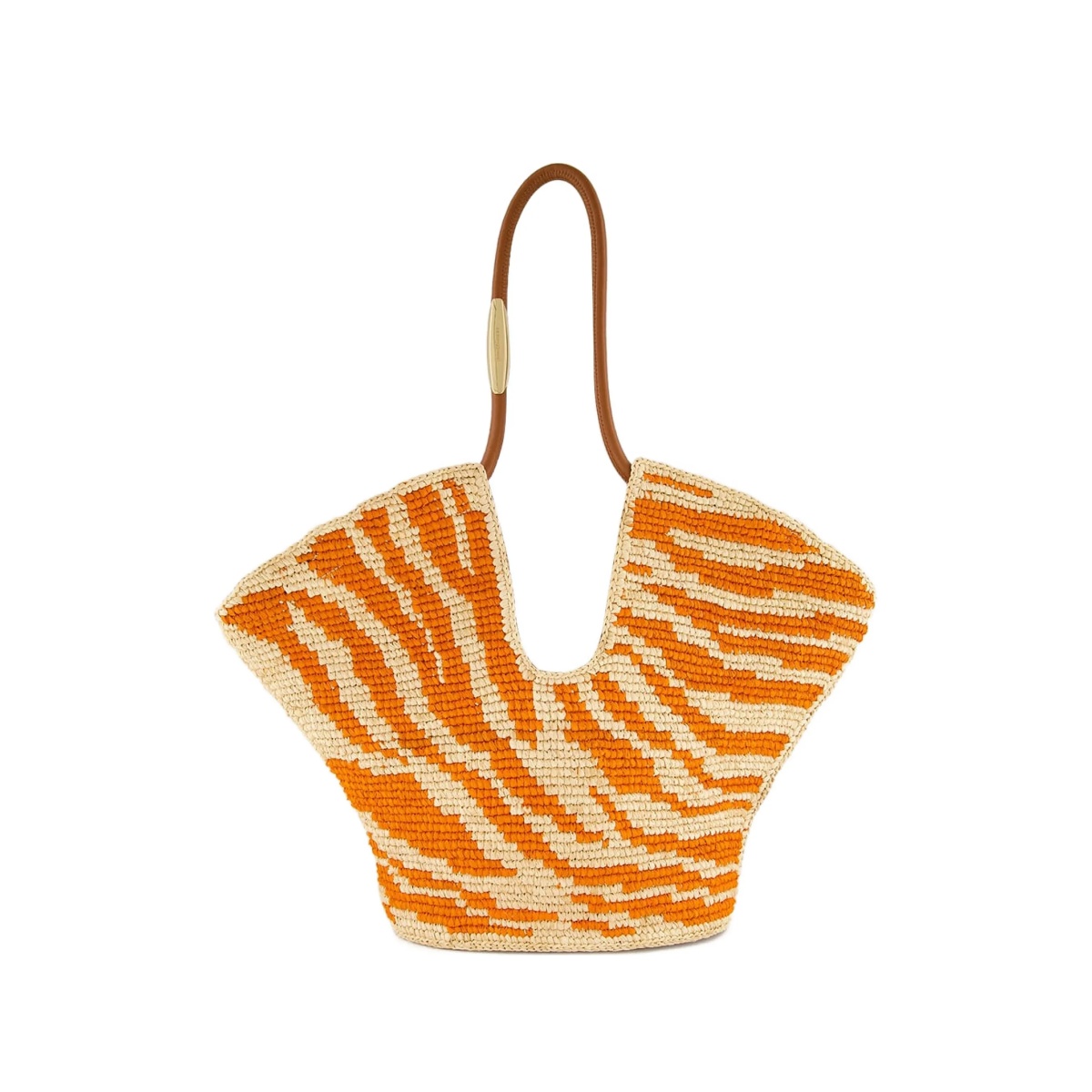 medium Goldentime zebra-print raffia tote bag