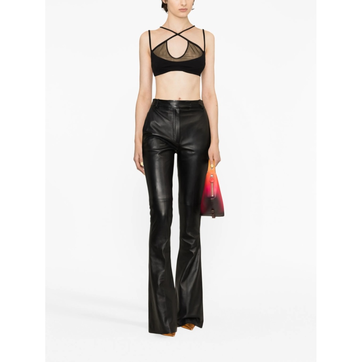 mesh-panel criss-cross bralette top - Img 2