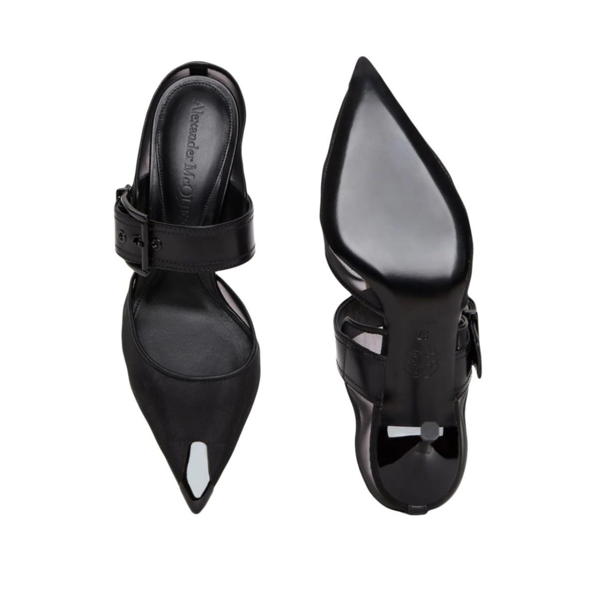 mesh-panelling pointed-toe mules - Img 4