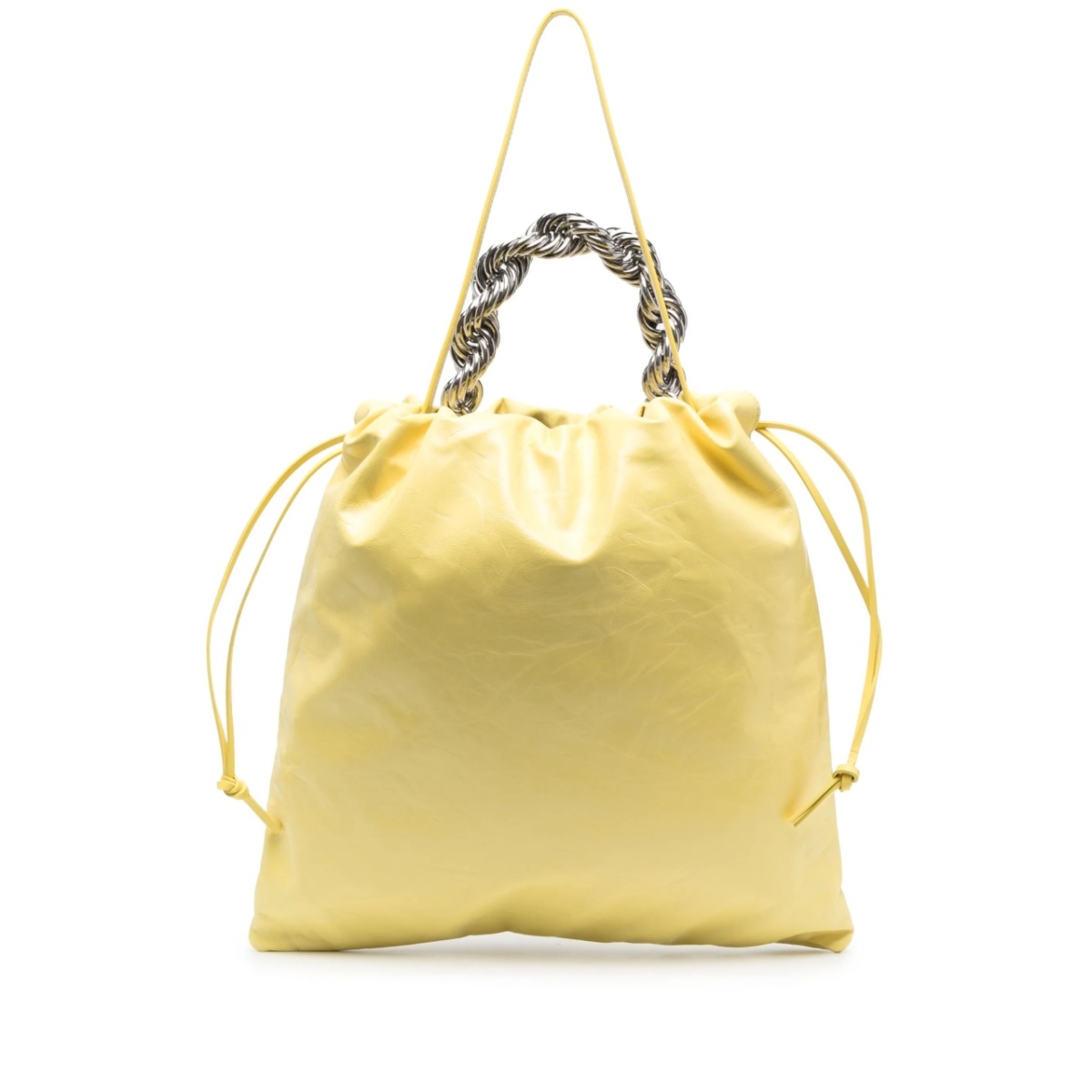 metallic top-handle leather tote bag