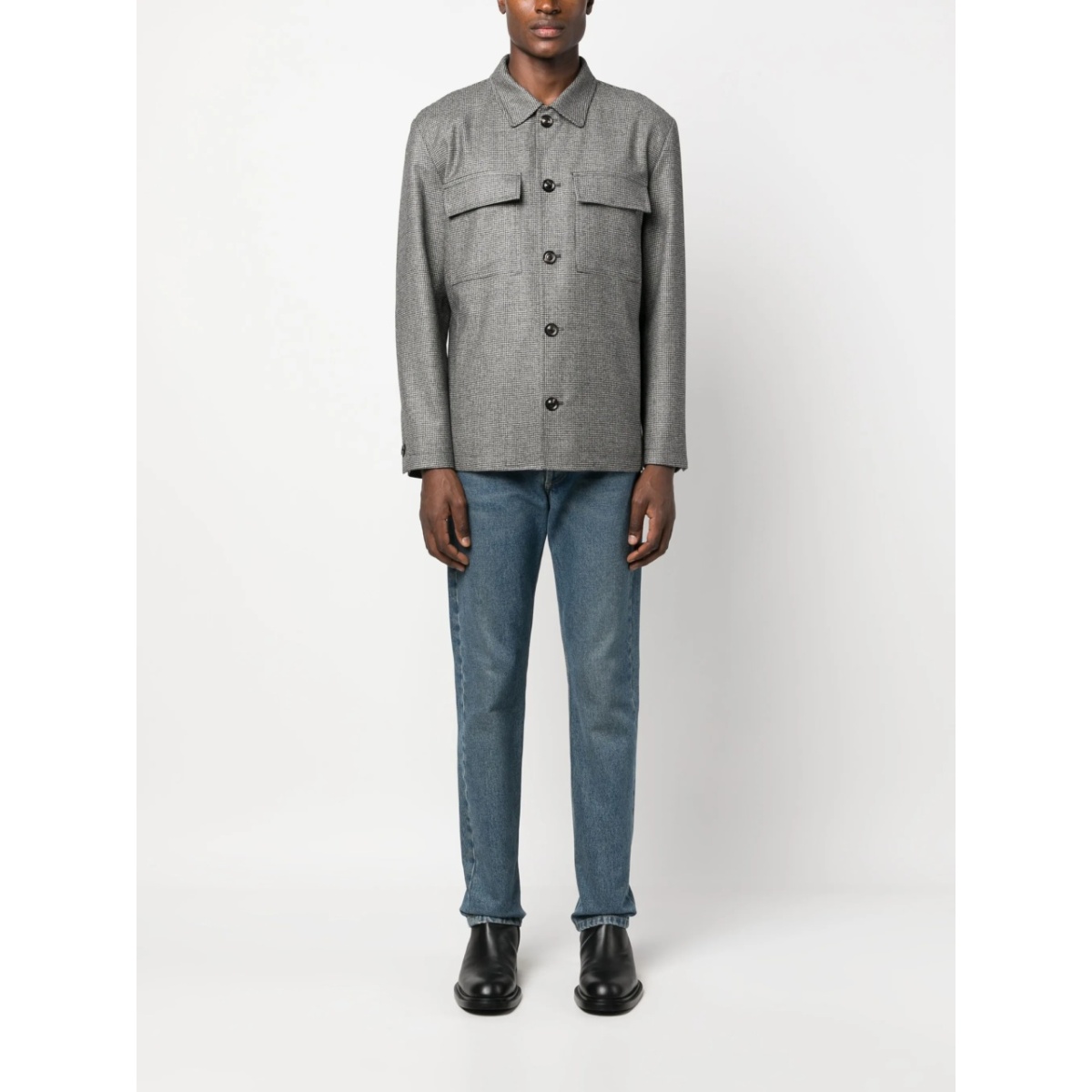 micro houndstooth-pattern shirt jacket - Img 2