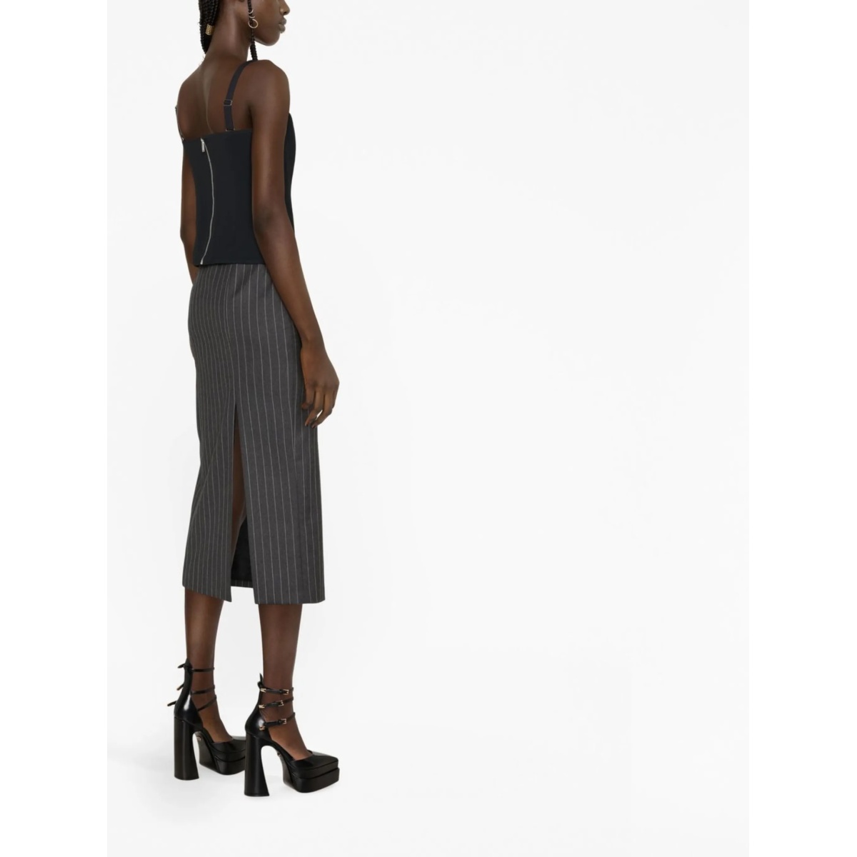 mid-length pinstripe skirt - Img 4