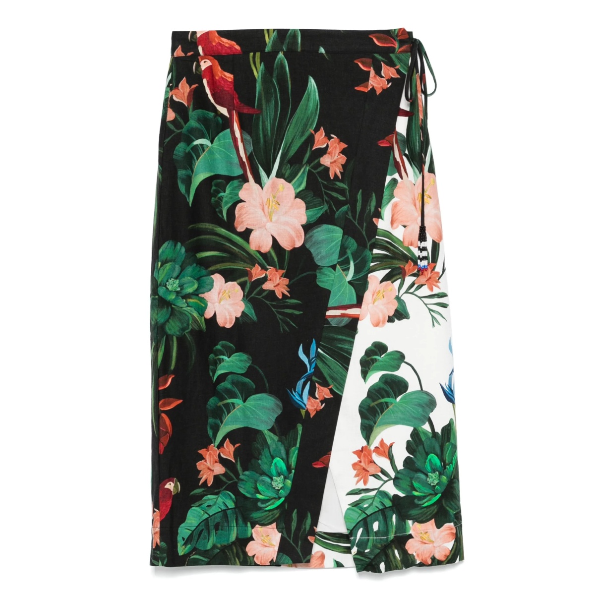 Midnight Macaw Fiesta midi skirt