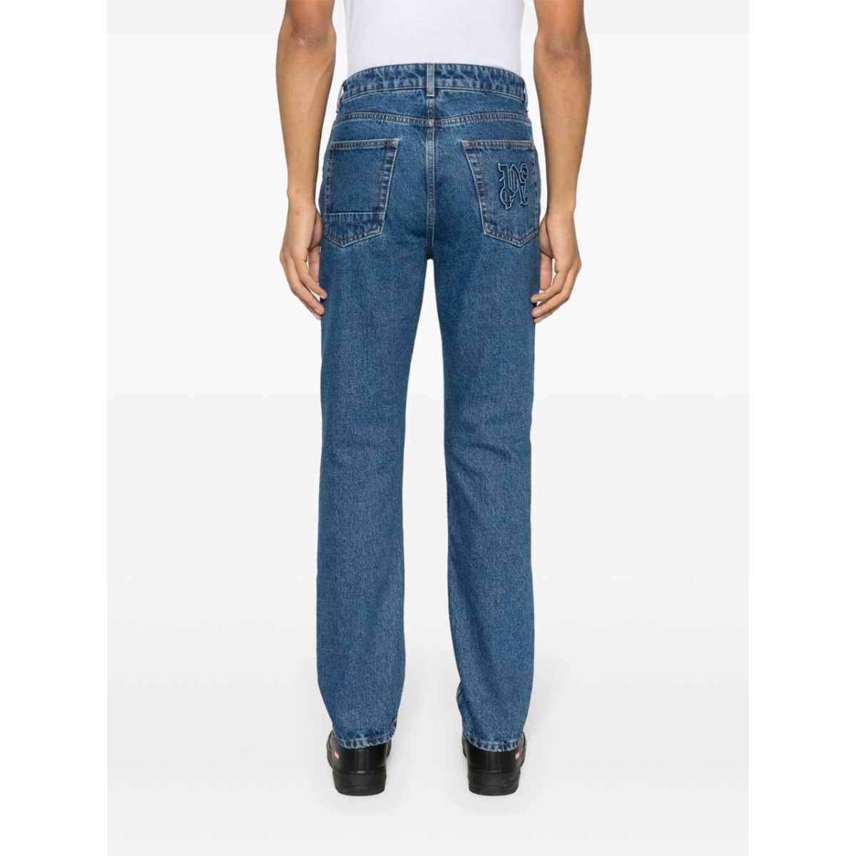 monogram-embroidered straight-leg jeans - Img 4