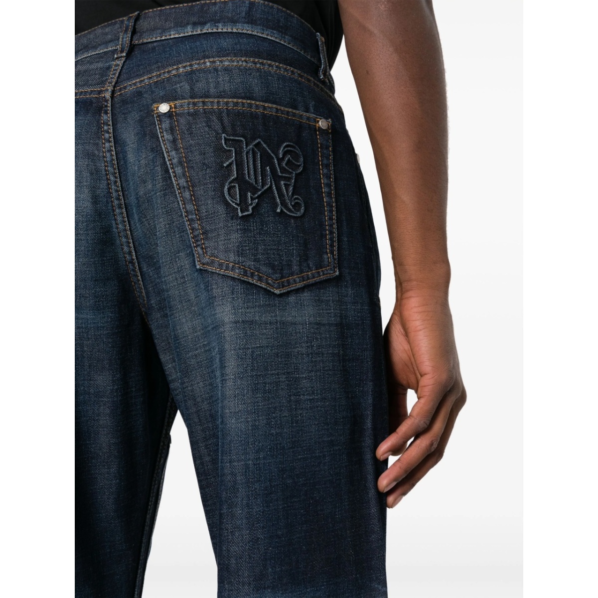 monogram-embroidered wide-leg jeans - Img 5
