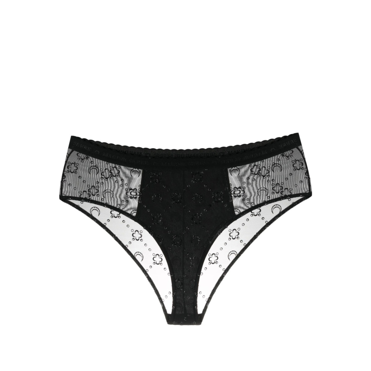 Moonogram-flocked mesh briefs