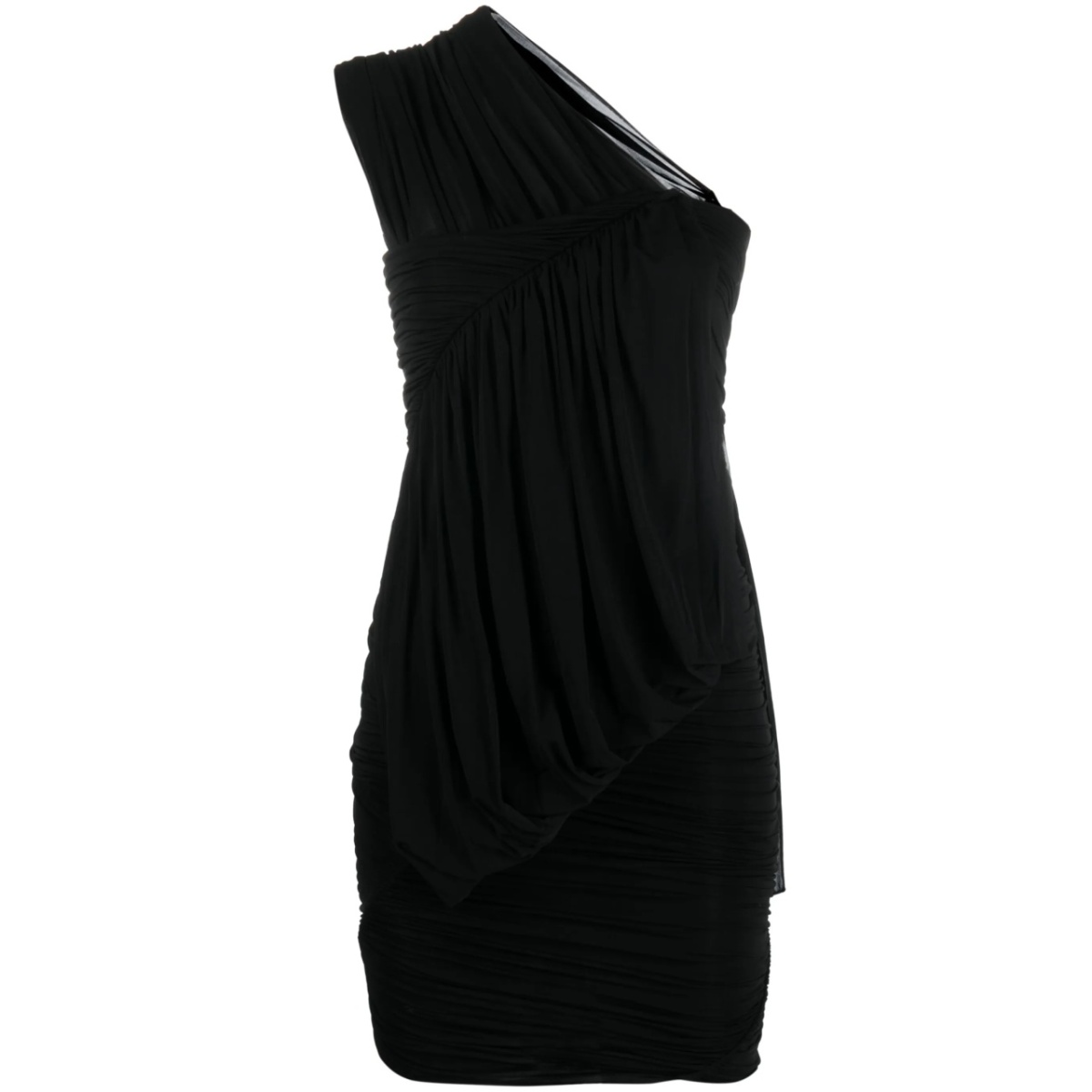 one-shoulder ruched minidress