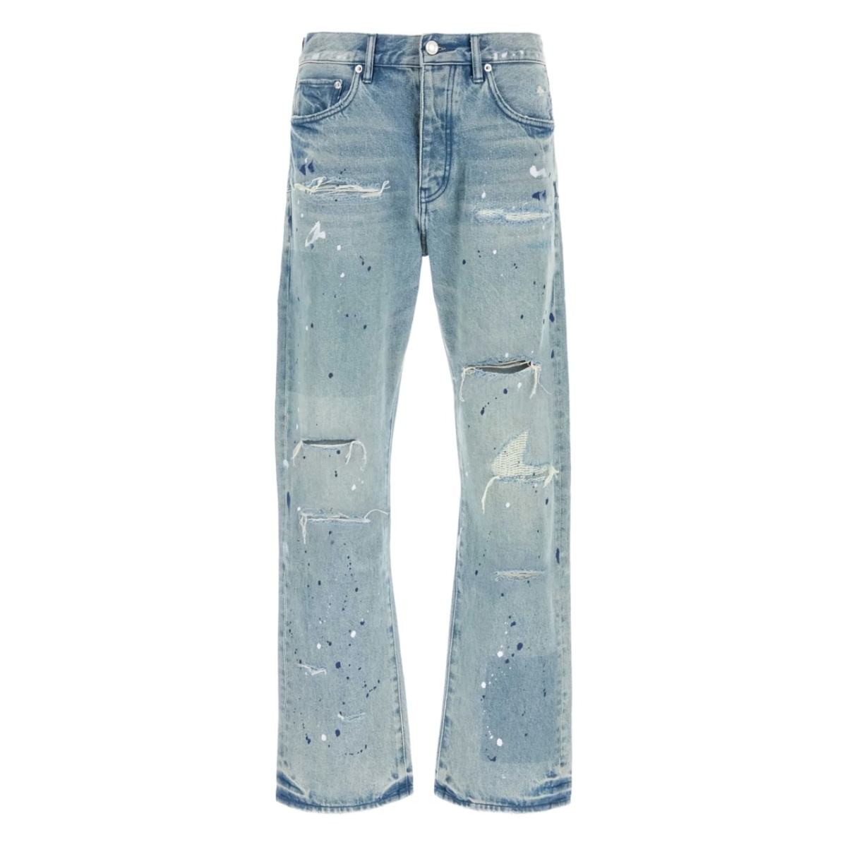 paint-splatter distressed jeans
