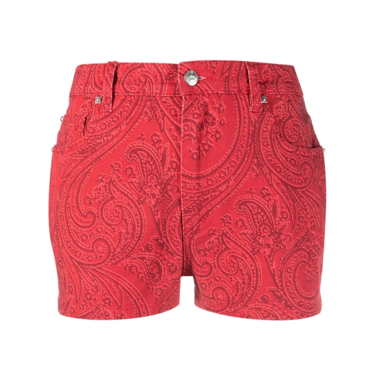 paisley-print denim shorts