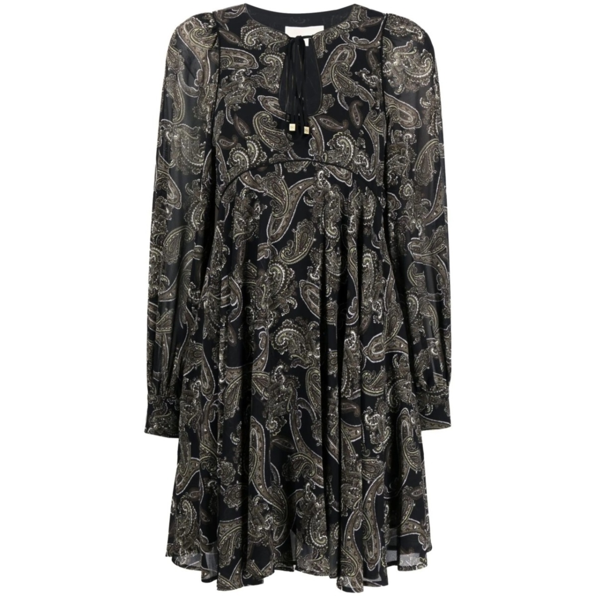 paisley-print long-sleeve dress
