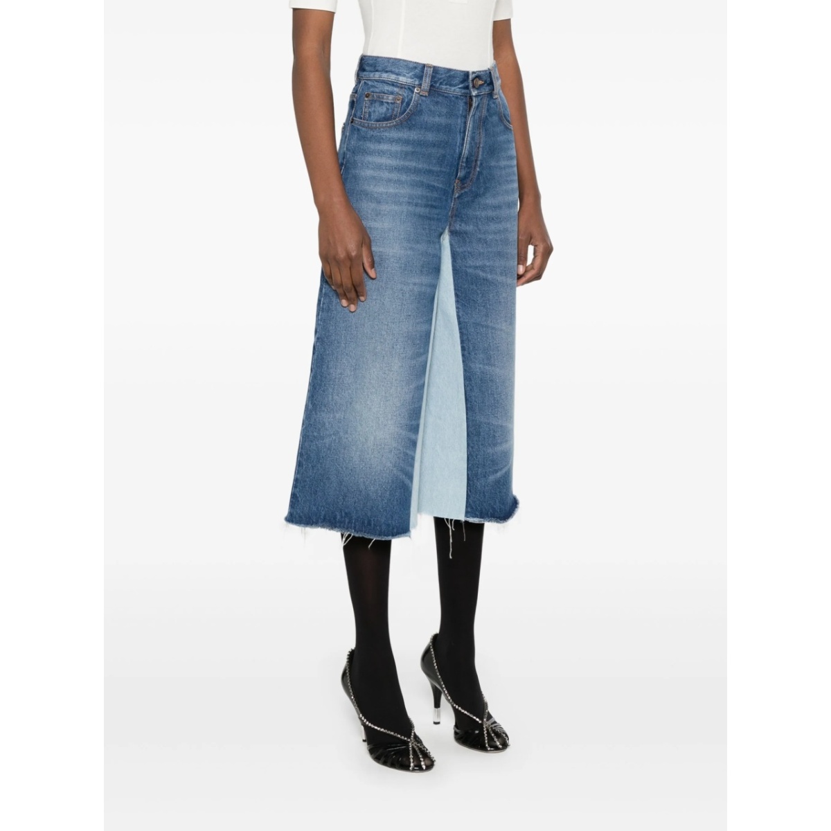 patchwork denim shorts - Img 3